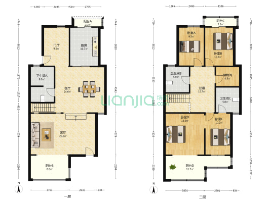 阳光舜城北七区 4室2厅3卫 214平方