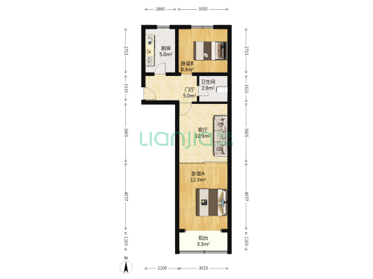 海子角西里 2室1厅1卫 64平方