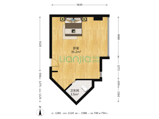 汇商国际 1室0厅1卫 54平方