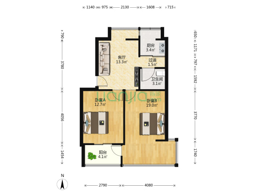 官任社区 2室1厅1卫 58平方
