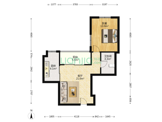 中江凯悦 1室1厅1卫 69平方