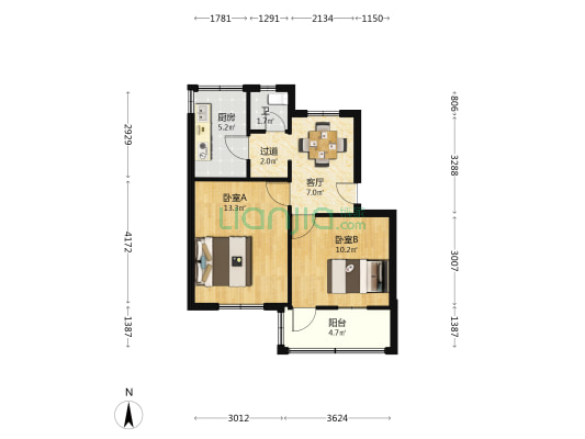 文化路159号 2室1厅1卫 53平方
