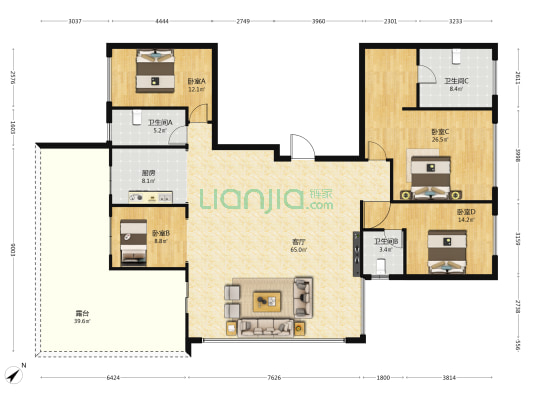 碧桂园凤凰城 4室1厅3卫 187平方