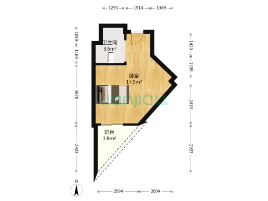 富川瑞园 1室0厅1卫 31平方
