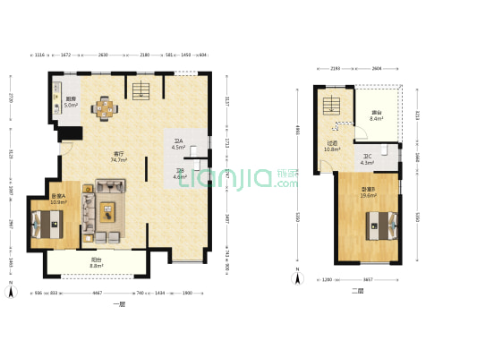 中海阳光玫瑰园 2室1厅3卫 172平方
