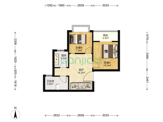 宏林尚品 2室1厅1卫 58平方