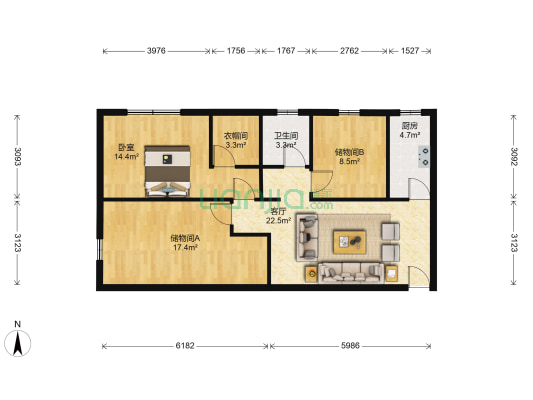 惠民路 1室1厅1卫 92平方