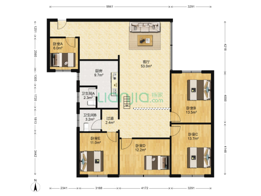 文风路129号 5室1厅2卫 145平方