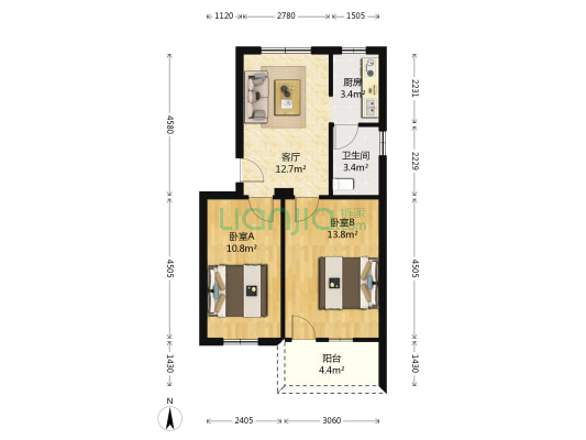 嘉庚路 2室1厅1卫 63平方