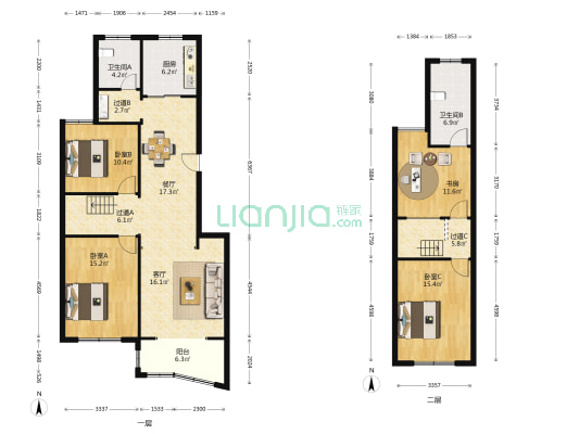 荣耀花园 4室2厅2卫 157平方