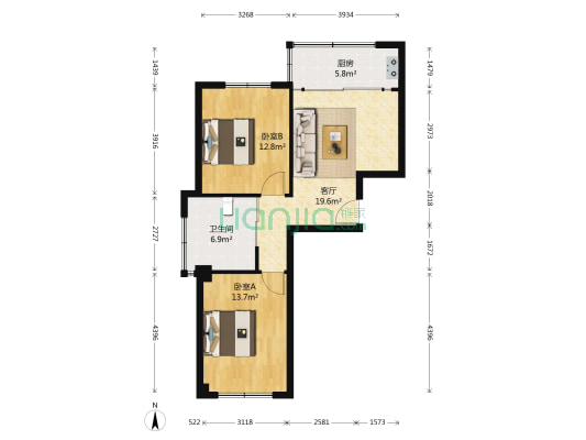 上东街区四期 2室1厅1卫 84平方