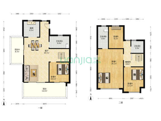 凤翔花园 4室1厅3卫 164平方