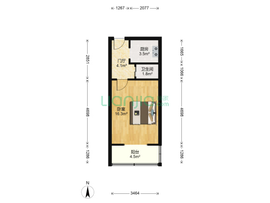 宾西路23号 1室0厅1卫 24平方
