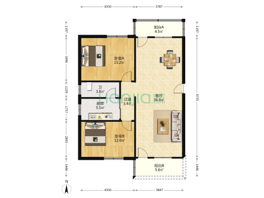 永安楼 2室1厅1卫 107平方