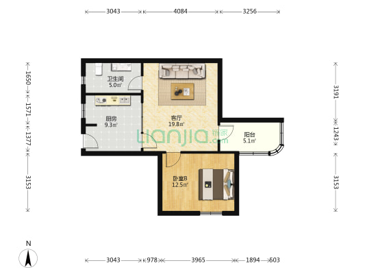 振光大厦 1室1厅1卫 76平方