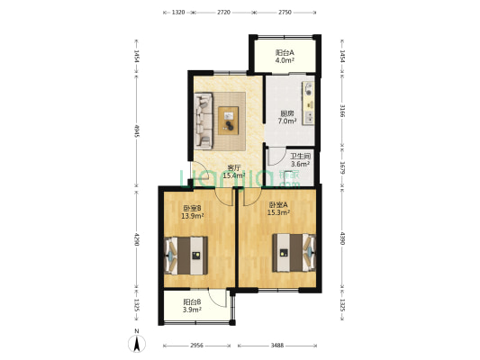 静怡里小区 2室1厅1卫 80平方