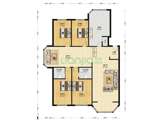 宝环社区政兴家园 4室2厅3卫 202平方