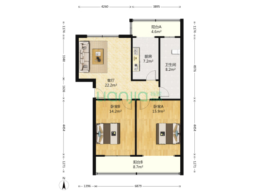 邙山教委家属院 2室1厅1卫 95平方