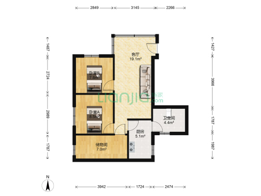 富贵楼 2室1厅1卫 63平方