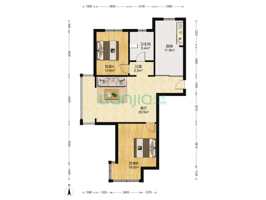 SK新城 2室1厅1卫 101平方
