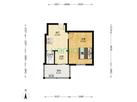 陇海东路270号 1室1厅1卫 43平方