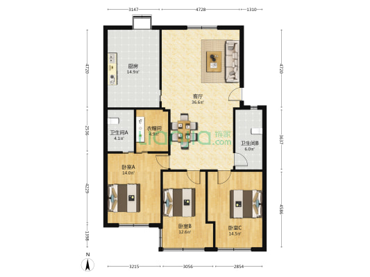 丽江新居 3室1厅2卫 130平方