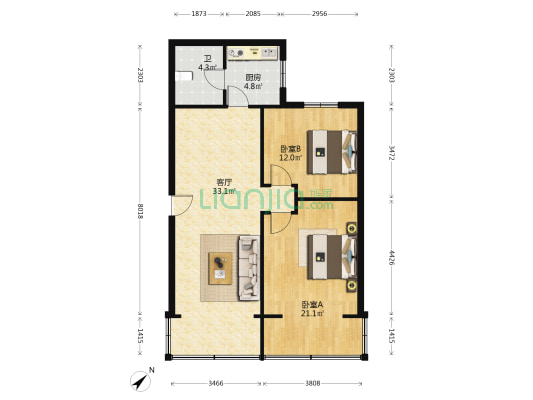 虹桥邨小区 2室1厅1卫 91平方