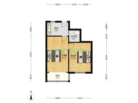 长顺路10号 2室0厅1卫 52平方