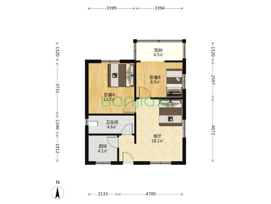 马沧湖路 2室1厅1卫 67平方
