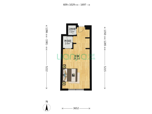 瑞通大厦 1室0厅2卫 49平方