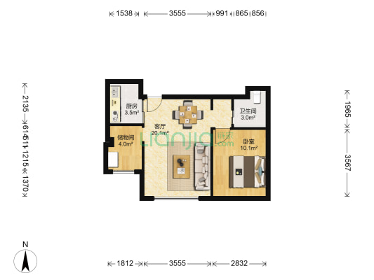 知润山 1室1厅1卫 55平方