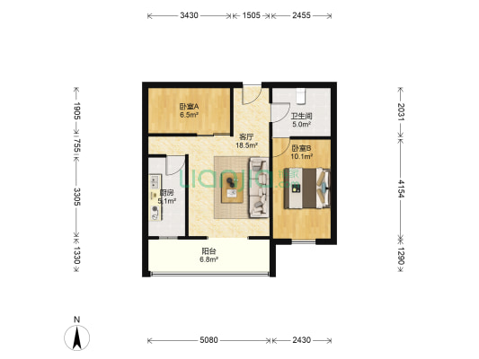 锦鸿嘉苑 2室1厅1卫 69平方