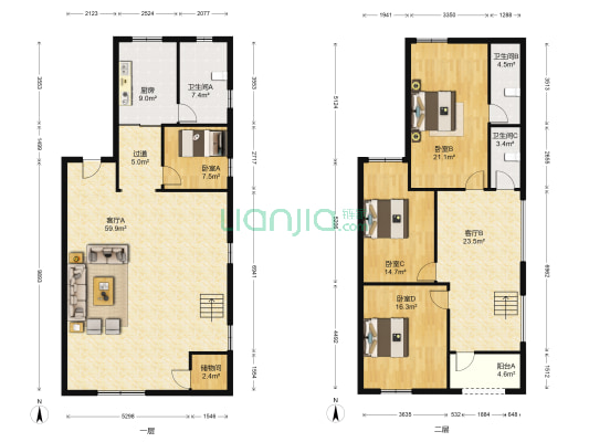 甘泉街15号 4室2厅3卫 114平方
