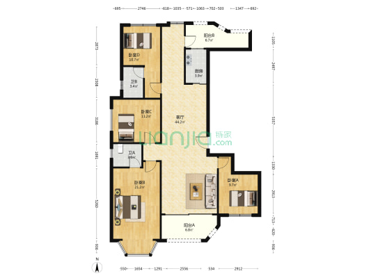 富兴时代御城 4室1厅2卫 170平方