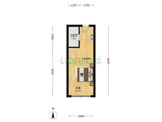融创第七区 1室0厅1卫 40平方