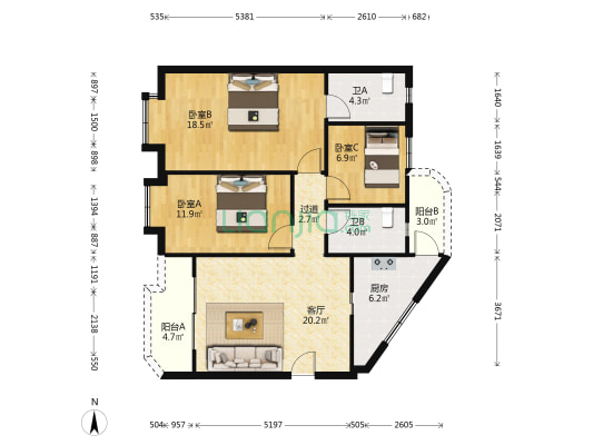 南泰楼 3室1厅2卫 102平方
