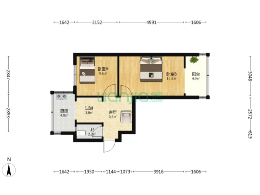 五交化搬迁楼 2室1厅1卫 48平方