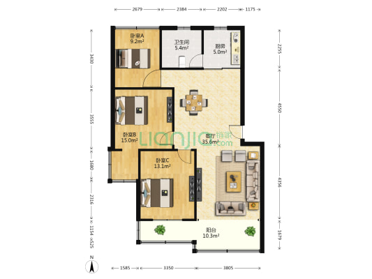 菊圃路1号 3室1厅1卫 110平方