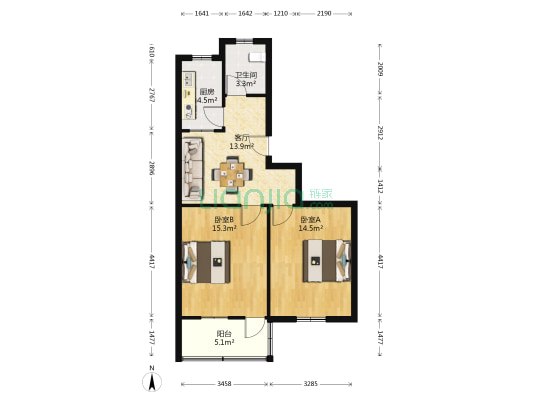 润达新村 2室1厅1卫 67平方