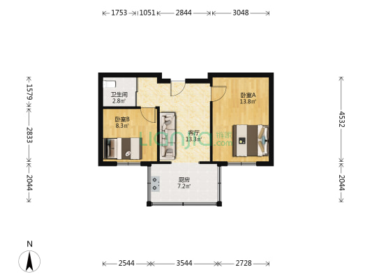 金丰小区 2室1厅1卫 50平方