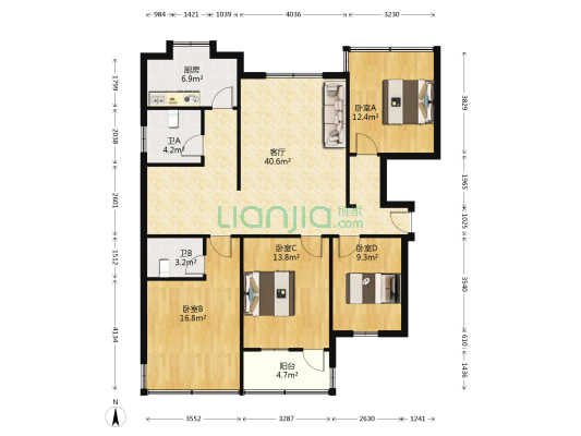 漓江路一巷2号 4室1厅2卫 123平方
