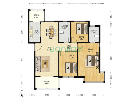 黄金·嘉境 3室1厅2卫 139平方