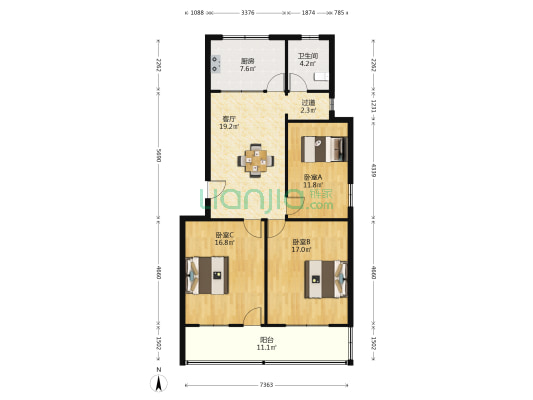 农行住宅楼 3室1厅1卫 98平方