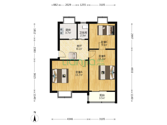 文化宫路98号院 3室1厅1卫 73平方