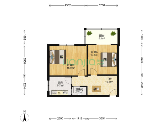 福字街1号 2室0厅1卫 57平方