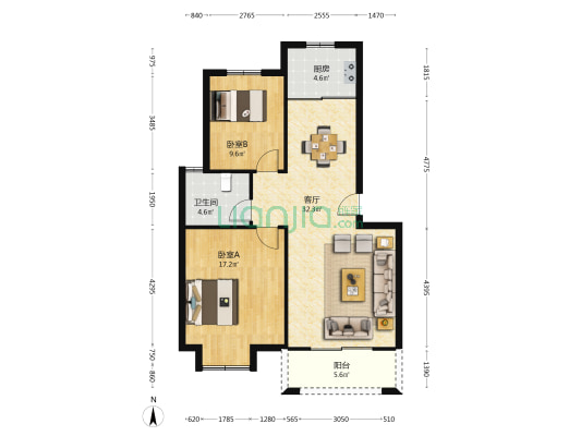 程墩花苑 2室1厅1卫 97平方