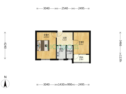 太原铁路迎春小区A区 2室0厅1卫 46平方