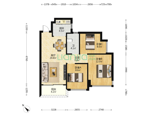 华发悦谷 3室1厅1卫 79平方