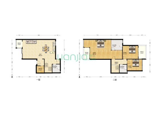 西江紫园北苑 3室1厅3卫 210平方