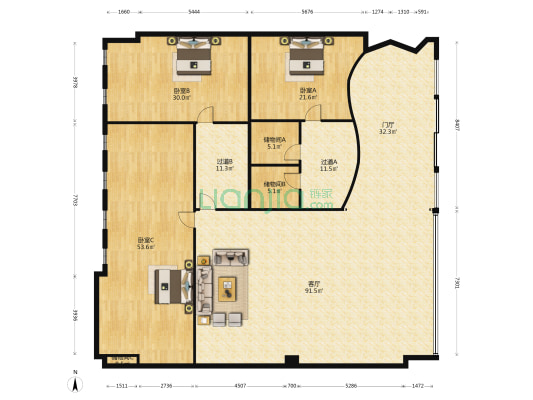 新华联科技大厦 3室1厅0卫 377平方
